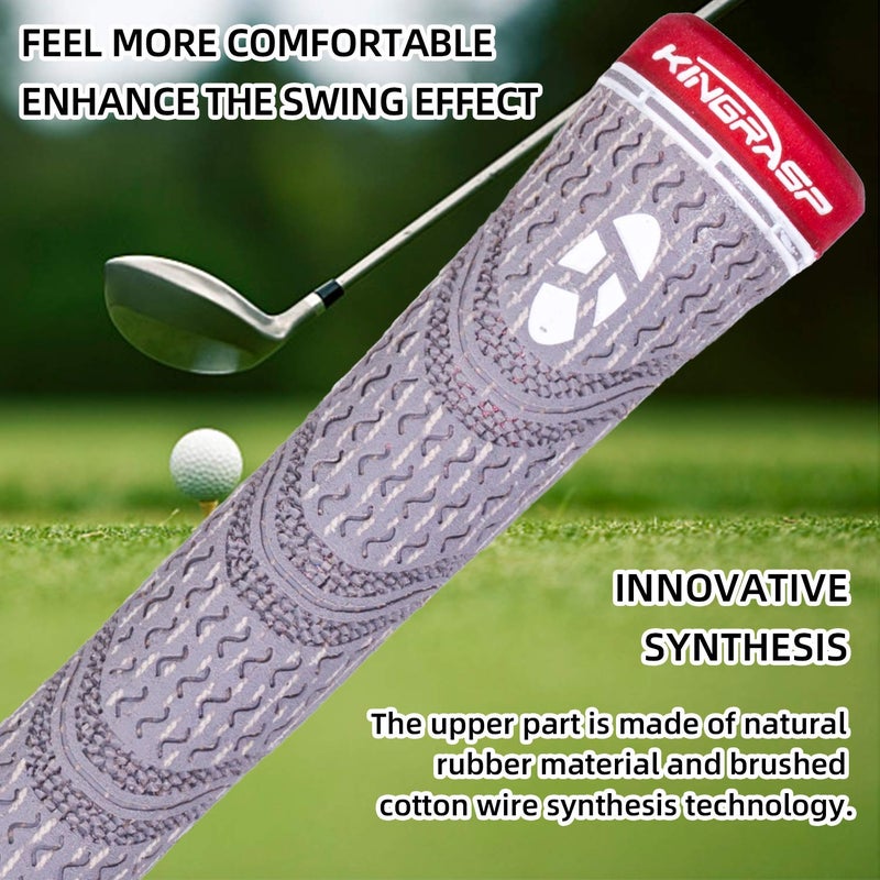 KINGRASP Multi Compound Golf Grips,Golf club grips midsize standard Size,13 Grips Set,6 Colors Optional,Anti-Slip High Stability,All Weather Cord Rubber Golf Club Grips(Gray/black, standard ) - Image 5